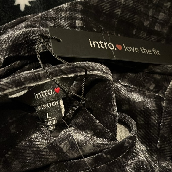 NWT Intro Black Purple Stretch Large Soft Relaxed High Low Sweater Grunge Whimsy - Picture 5 of 6